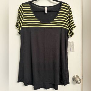 LuLaRoe Black and Yellow Striped Classic T (L)